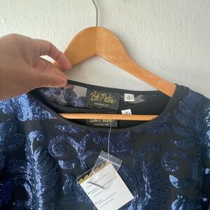 Bob Mackie Black and Blue Sequin Top